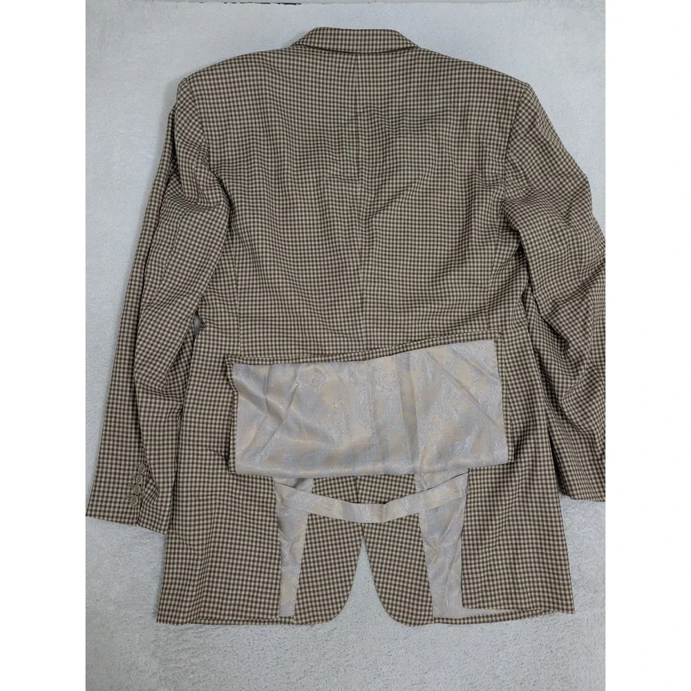 Fratelli‎ Tallia Di Delfino x Napoli Blazer Mens 46L Sport Jacket Brown Check